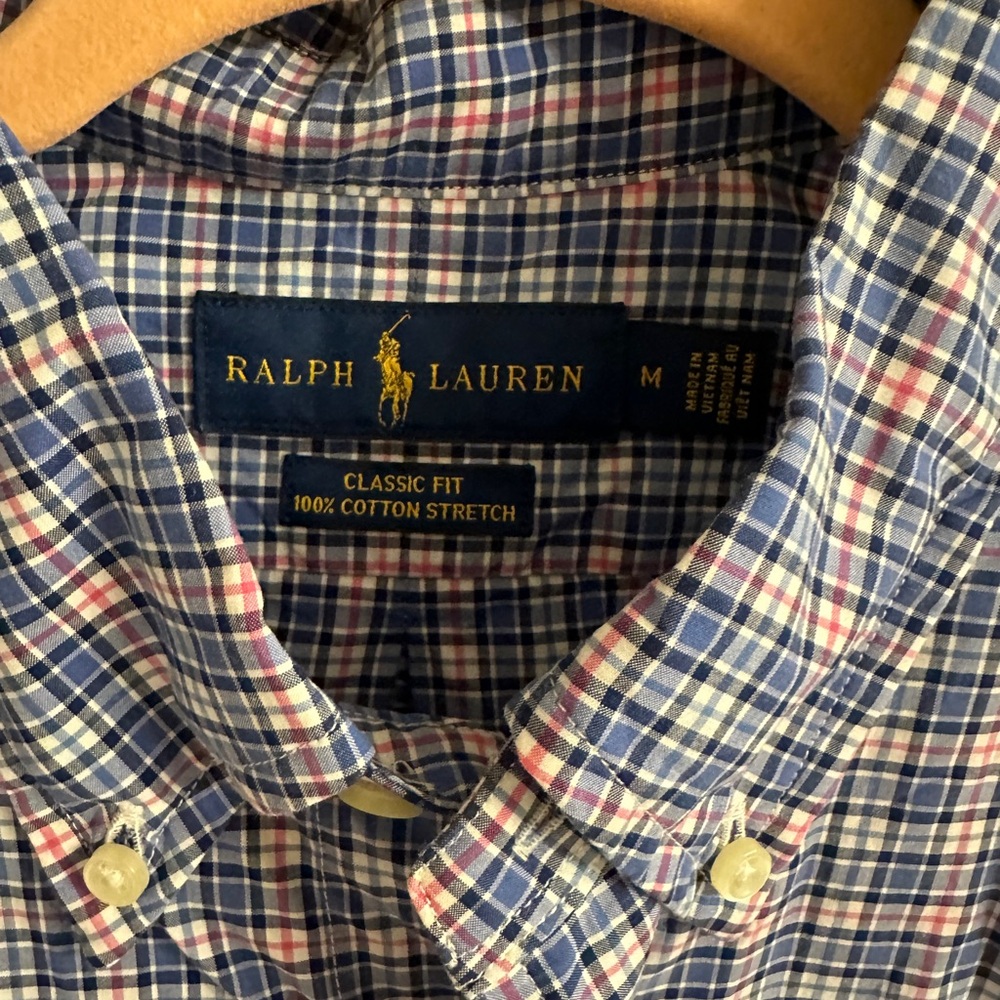 Ralph Lauren Blue and Red Plaid Casual Button Down Shirt New without tags